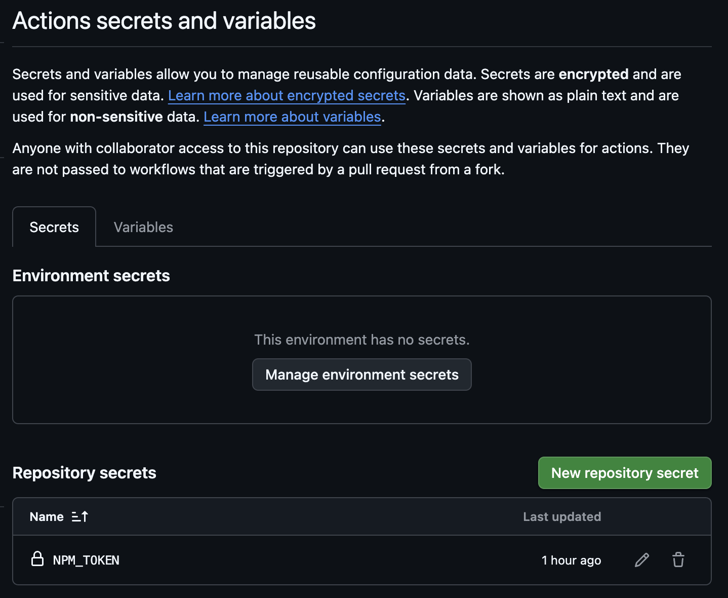 GitHub의 NPM_TOKEN 설명