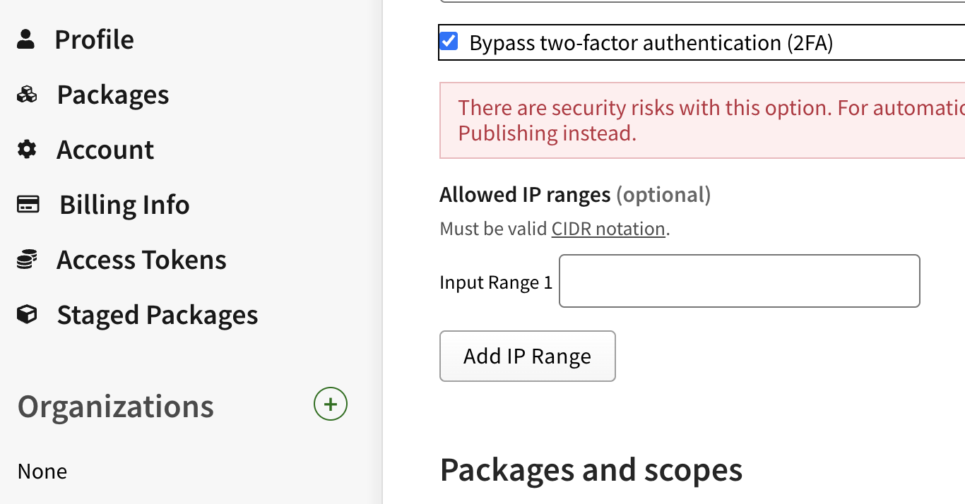 npm bypass 2FA 화면